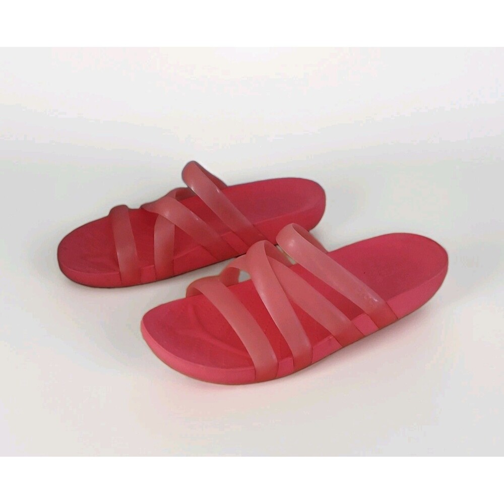 Crocs Watermelon Splash Orange Glossy Strappy Women's Slip On Sandals Size 9